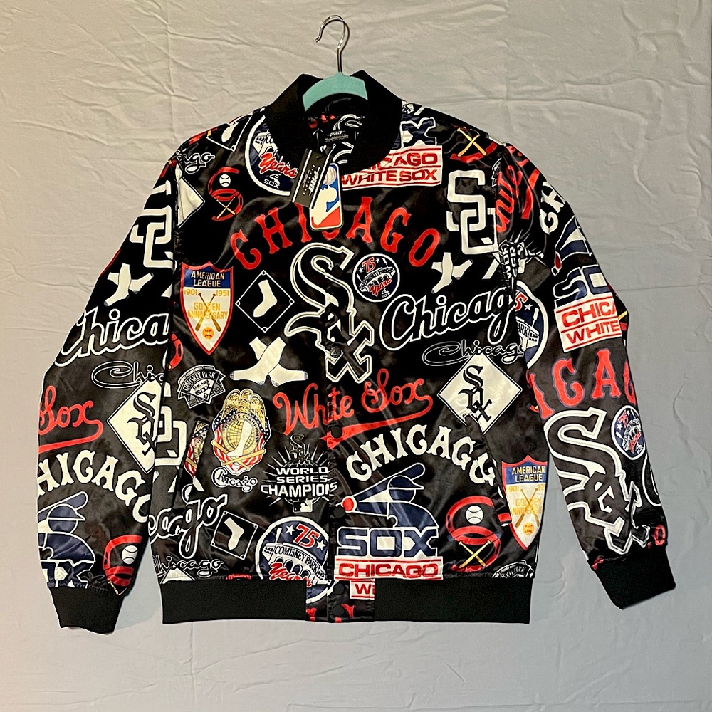 Men's Chicago White Sox Pro Standard Black Allover Print Satin Full-Snap Jacket